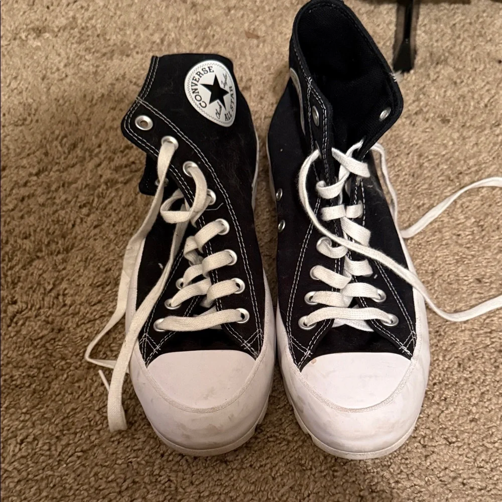 Converse Black and White Platform Shoes - Picture 1 of 8